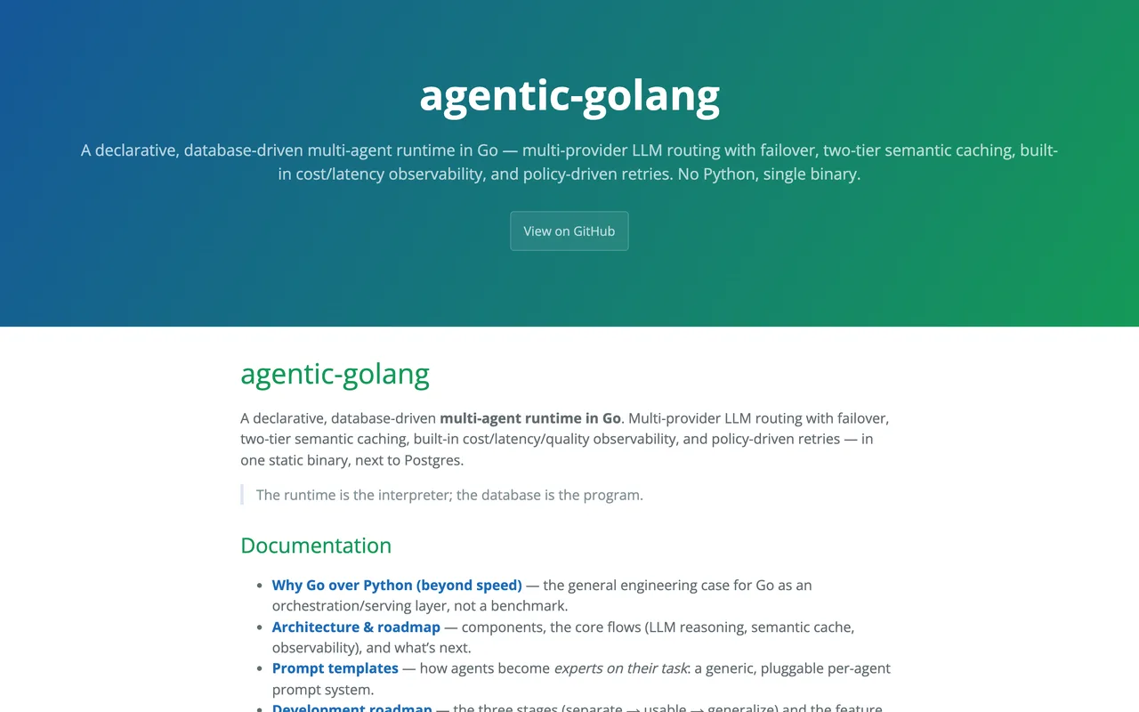 Screenshot of Agentic Development Golang Library