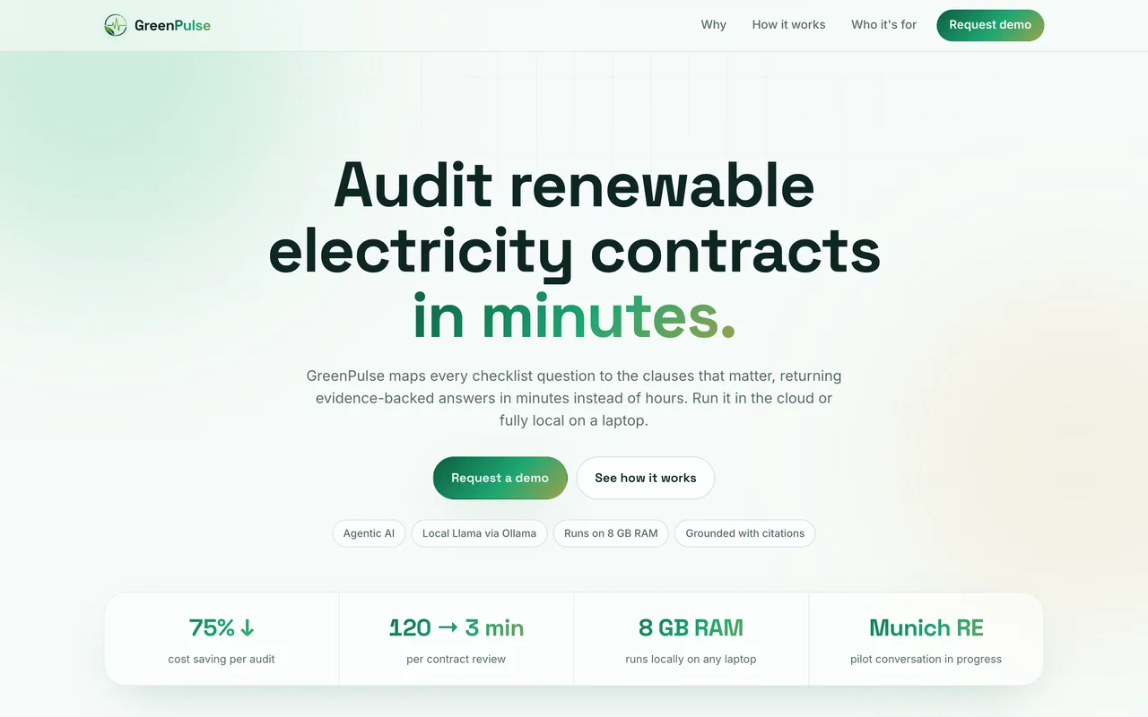 Screenshot of GreenPulse